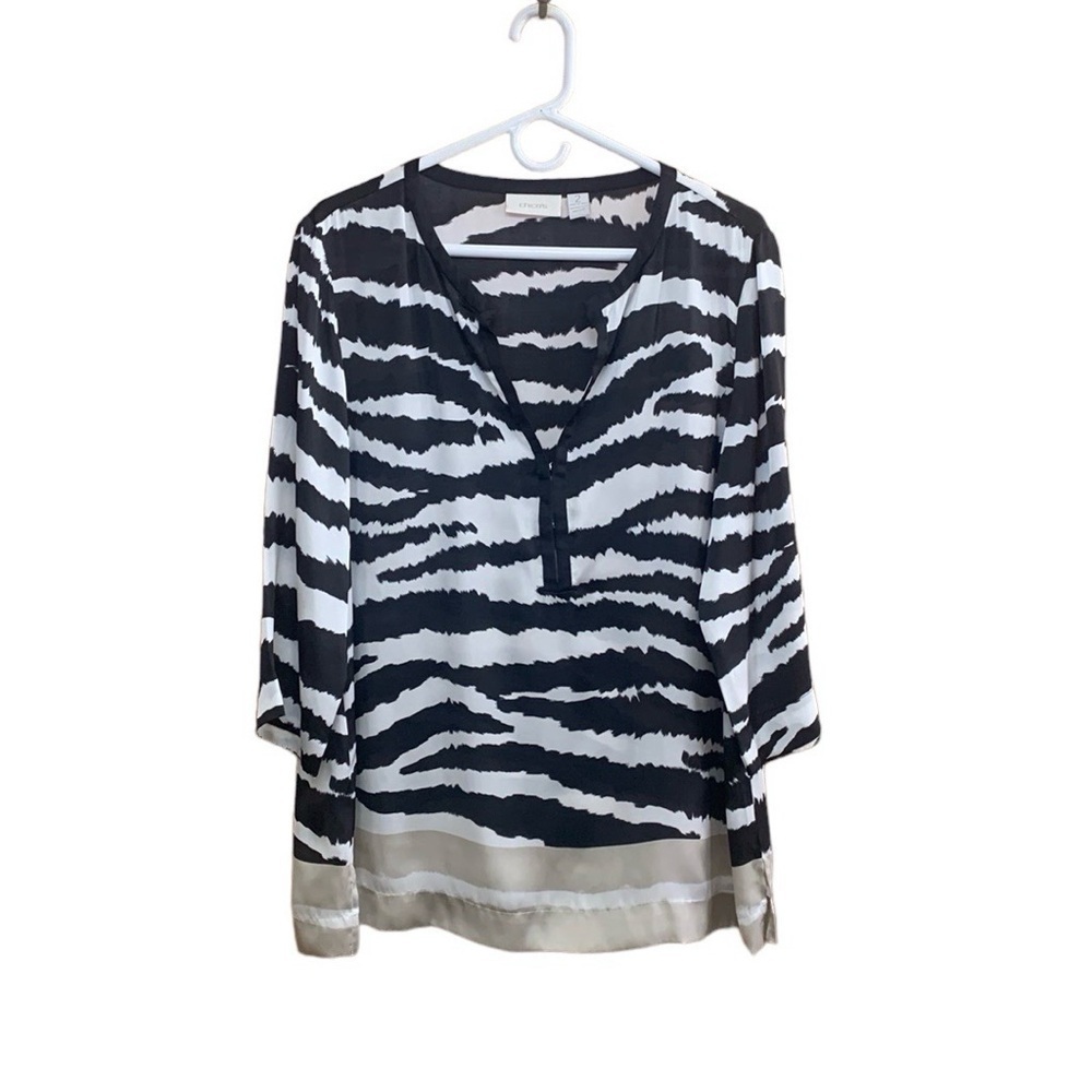 Chicos Zebra Print Tunic Top